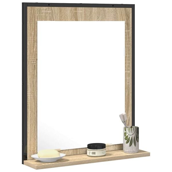 vidaXL Bathroom Mirror Black 50 x 12 x 60 cm Glass and Engineered Wood