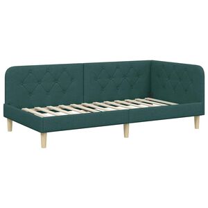 vidaXL Corner Bed Frame with Headboard Dark Green 90 x 200 cm Fabric