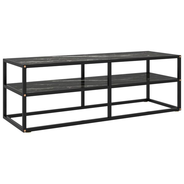 vidaXL TV Cabinet Black with Black Marble Glass 120x40x40 cm