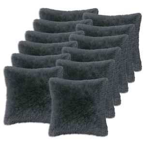 vidaXL Cushion with Pillow HEERLEN 12 pcs Anthracite PV Fleece