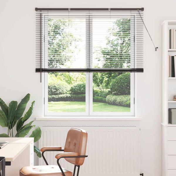 vidaXL Venetian Blinds Height Adjustable Black 175 x 125 cm Aluminium