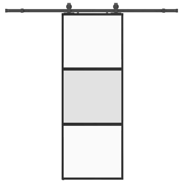 vidaXL Sliding Door with Hardware Set Black 76x205 cm Tempered Glass