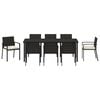 vidaXL Garden Dining Set 9 pcs Black Powder-Coated Steel