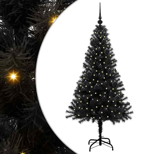 vidaXL Christmas Tree with 150 LEDs with Stand Black 150 cm PVC