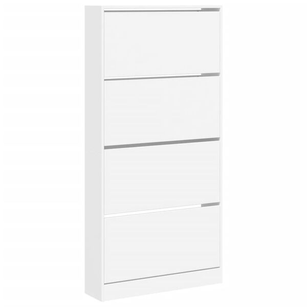 vidaXL Shoe Cabinet with 4 Flip-Drawers White 80x21x163.5 cm