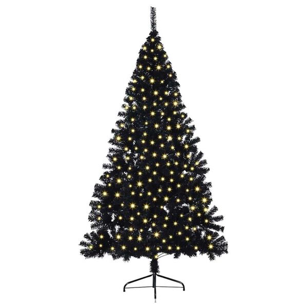 vidaXL Artificial Pre-lit Christmas Tree Black 210 cm PVC