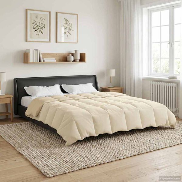 vidaXL Winter Duvet Quilted Cream 200 x 200 cm Microfiber