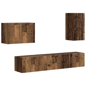 vidaXL TV Wall Cabinet Set Wall-mounted 4 pcs Old Wood Engineered Wood