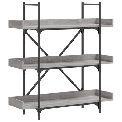 vidaXL Bookcase 3-Tier Grey Sonoma 100x33x108.5 cm Engineered Wood
