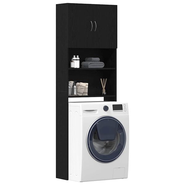 vidaXL Washing Machine Cabinet Black Oak 64x24x190 cm Engineered Wood