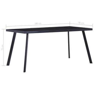 vidaXL Dining Table Black 180x90x75 cm Tempered Glass