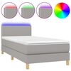 vidaXL Box Spring Bed with Mattress&LED Light Grey 90x200cm Fabric
