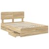 vidaXL Bed Frame with Drawer Sonoma Oak 160 x 200 cm Engineered Wood