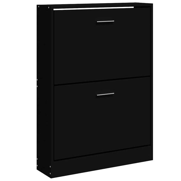 vidaXL Shoe Cabinet Black 59x17x81 cm Engineered Wood