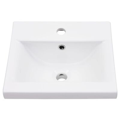 vidaXL Bathroom Washbasin Frame with Built-in Basin White Iron