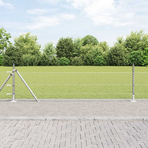 vidaXL Fence Post Silver 50 x 0.4 m (36 mm mesh) Steel