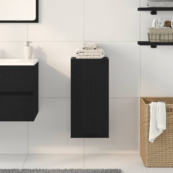 vidaXL Wall-mounted Cabinet Black Oak 32x20x67 cm Engineered Wood