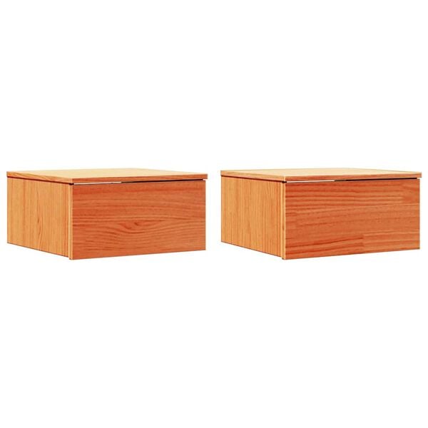 vidaXL Bedside Table 2 pcs Wax Brown 37 x 35 x 18.5 cm Solid pine wood