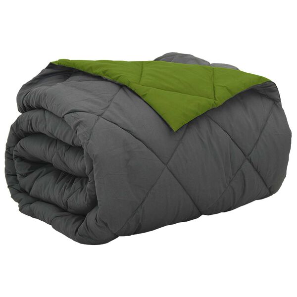 vidaXL Full Year Duvet Green and Anthracite 220 x 240 cm Microfiber