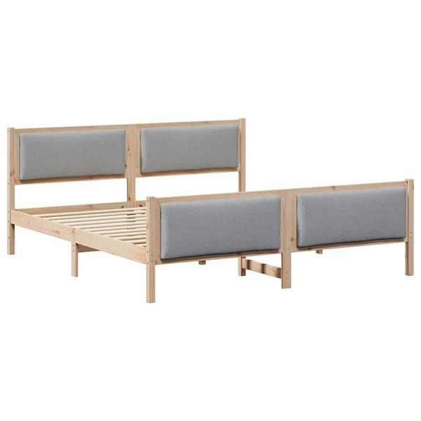 vidaXL Bed Frame with Headboard Light Grey 180 x 200 cm Fabric