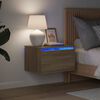 vidaXL Wall-mounted Bedside Cabinet with LED Lights Sonoma Oak