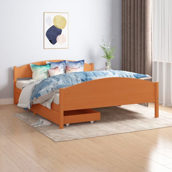 vidaXL Bed Frame without Mattress Honey Brown Solid Wood 160x200 cm (322040+321987)