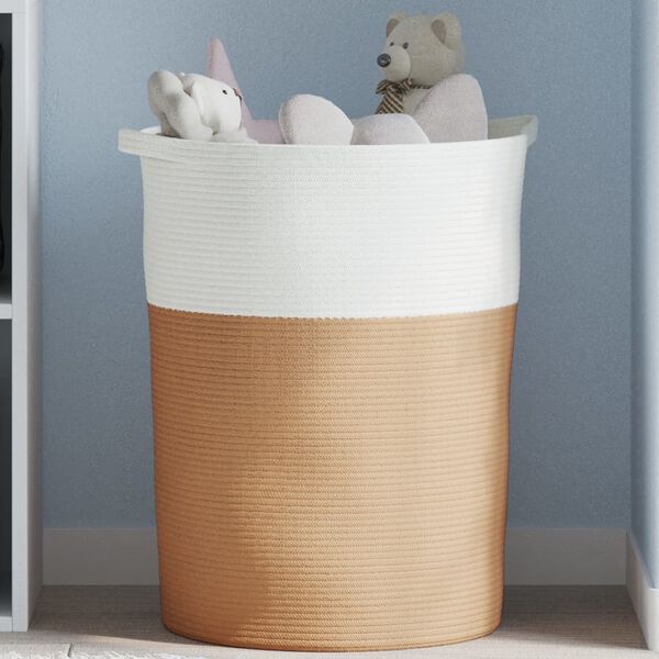 vidaXL Storage Basket Brown and White &Oslash;49x65 cm Cotton
