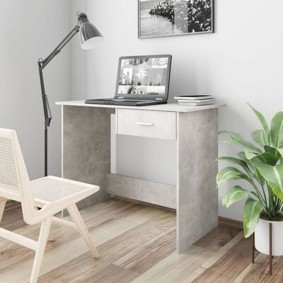 vidaXL Desk Concrete Grey 100x50x76 cm Chipboard