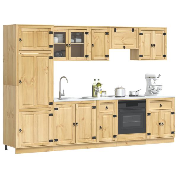 vidaXL Cabinet with Drawer SKI 9 pcs Honey Brown Solid Pine Wood