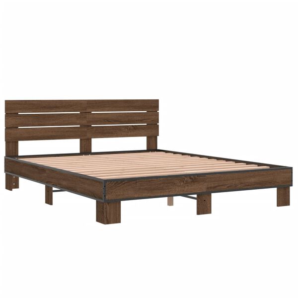 vidaXL Bed Frame without Mattress Brown Oak 150x200 cm King Size