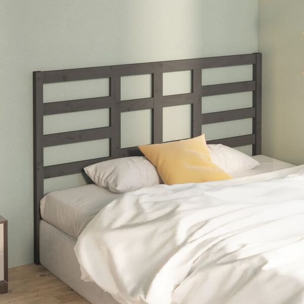 vidaXL Bed Headboard Grey 126x4x104 cm Solid Wood Pine