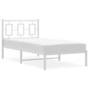 vidaXL Metal Bed Frame without Mattress with Headboard White 90x200cm
