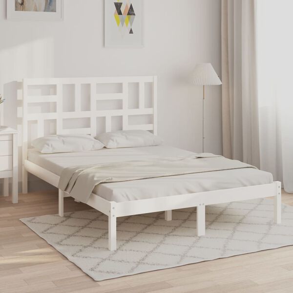 vidaXL Bed Frame without Mattress White Solid Wood 140x200 cm
