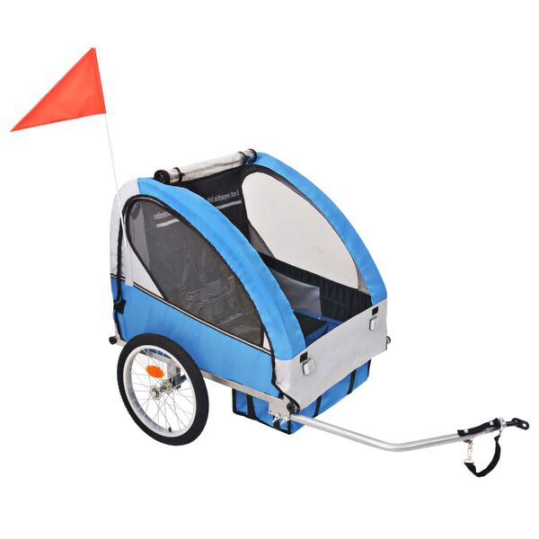 vidaXL Bike Trailer Grey and Blue 30 kg