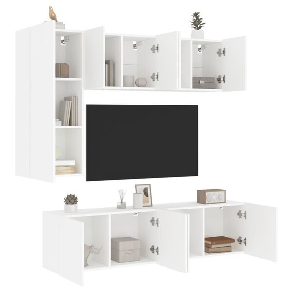 vidaXL 5 Piece TV Wall Units White Engineered Wood