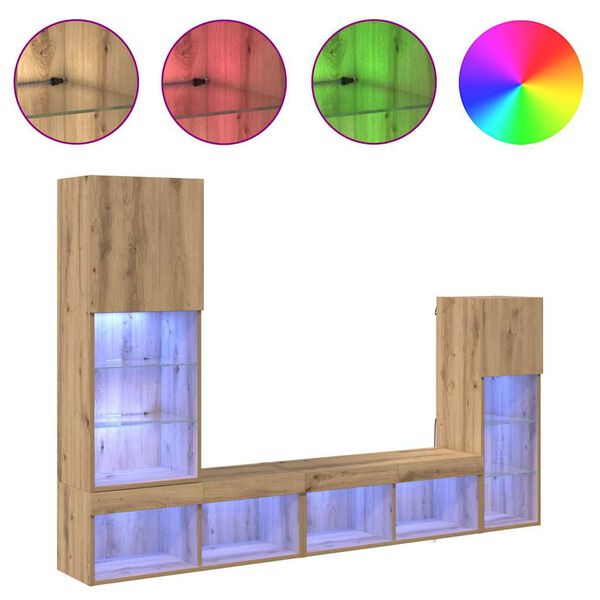 vidaXL TV Wall Units Wall-mounted 4 pcs Artisan Oak Engineered Wood