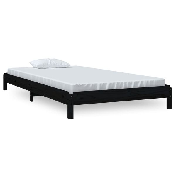 vidaXL Stack Bed without Mattress Black 90x200 cm Solid Wood Pine