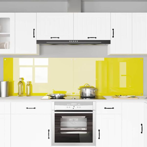 vidaXL Kitchen Backsplash 2 pcs Yellow 110 x 60 cm Tempered Glass