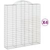 vidaXL Arched Gabion Baskets 4 pcs 200x50x220/240 cm Galvanised Iron