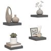 vidaXL Floating Wall Shelves 4 pcs High Gloss Grey 23x23.5x3.8 cm MDF