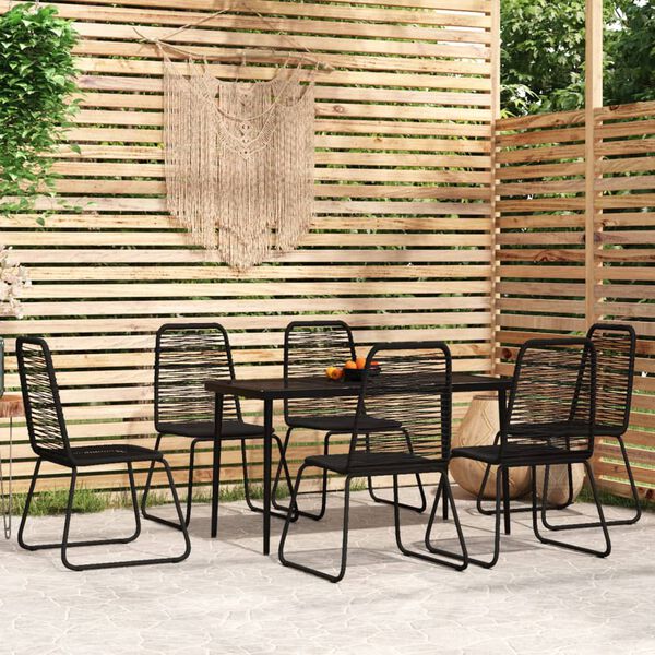 vidaXL 7 Piece Garden Dining Set Black