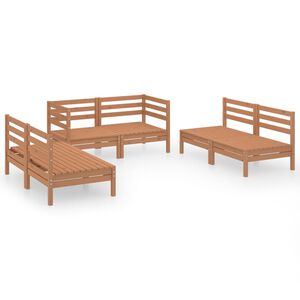 vidaXL 6 Piece Garden Lounge Set Honey Brown Solid Pinewood