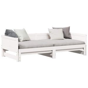 vidaXL Pull-out Day Bed White 203.5 x 184 x 56.5 cm Solid Pine Wood