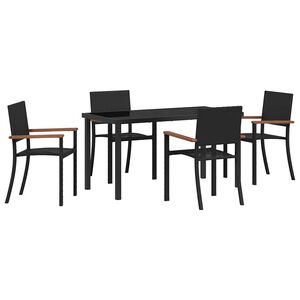 vidaXL Garden Dining Set 5 pcs Black Powder-Coated Steel