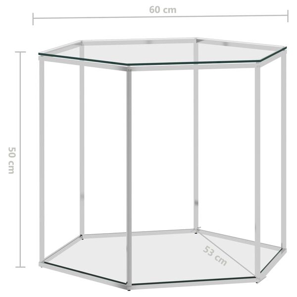 vidaXL Coffee Table Silver 60x53x50 cm Stainless Steel and Glass