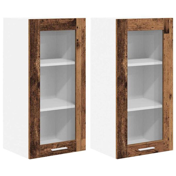 vidaXL Hanging Cabinet 2 pcs Old Wood 40 x 31 x 80 cm Engineered Wood