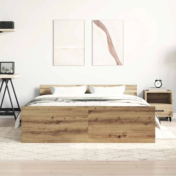 vidaXL Bed Frame without Mattress Artisan Oak 120x190cm Engineered Wood