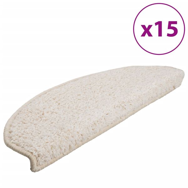 vidaXL Stair Mats 15 pcs 65x21x4 cm White Half Round Large