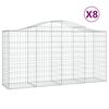 vidaXL Arched Gabion Baskets 8 pcs 200x50x100/120 cm Galvanised Iron