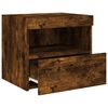 vidaXL Bedside Cabinet with LED Lights Smoked Oak 50x40x45 cm
